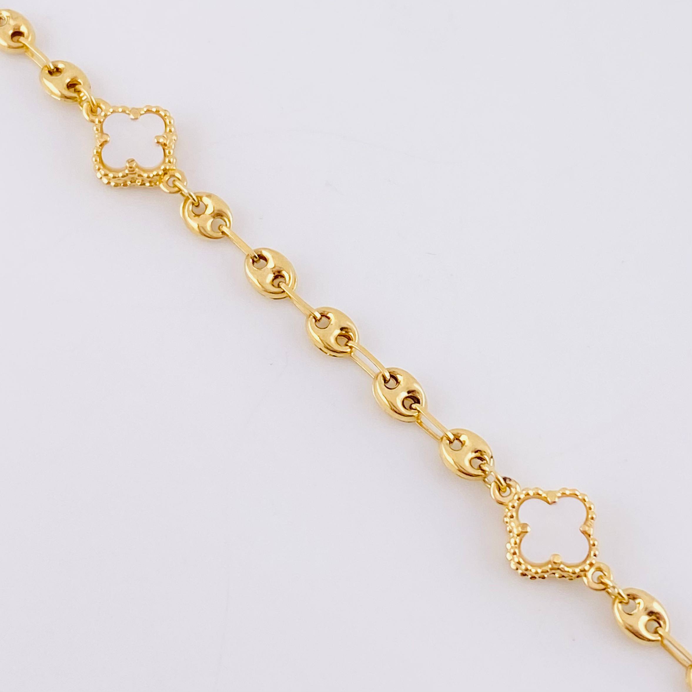 Bracelet GC Clover Nacre 3.55g / 7 in / 3.65mm Yellow Gold 18K