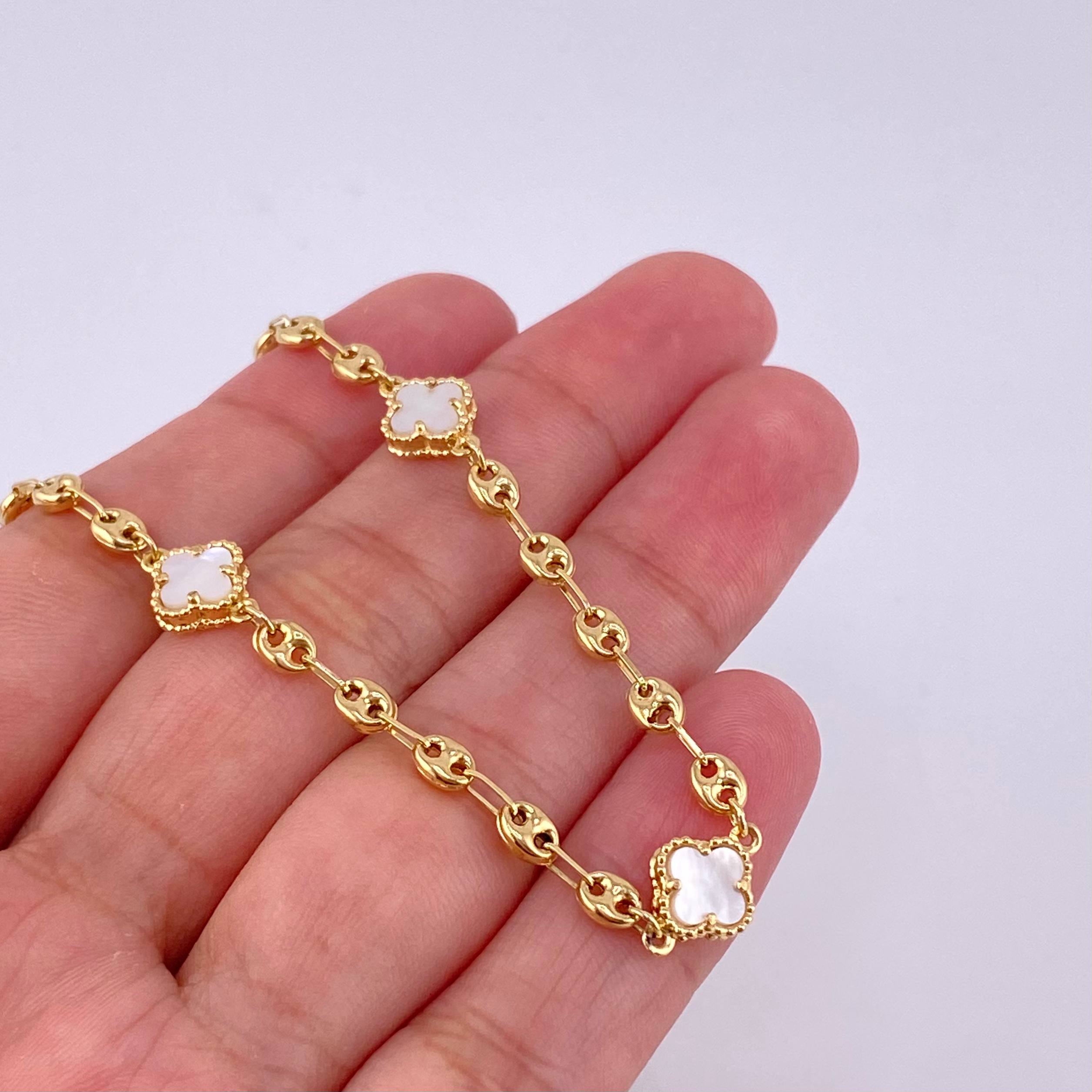 Bracelet GC Clover Nacre 3.55g / 7 in / 3.65mm Yellow Gold 18K
