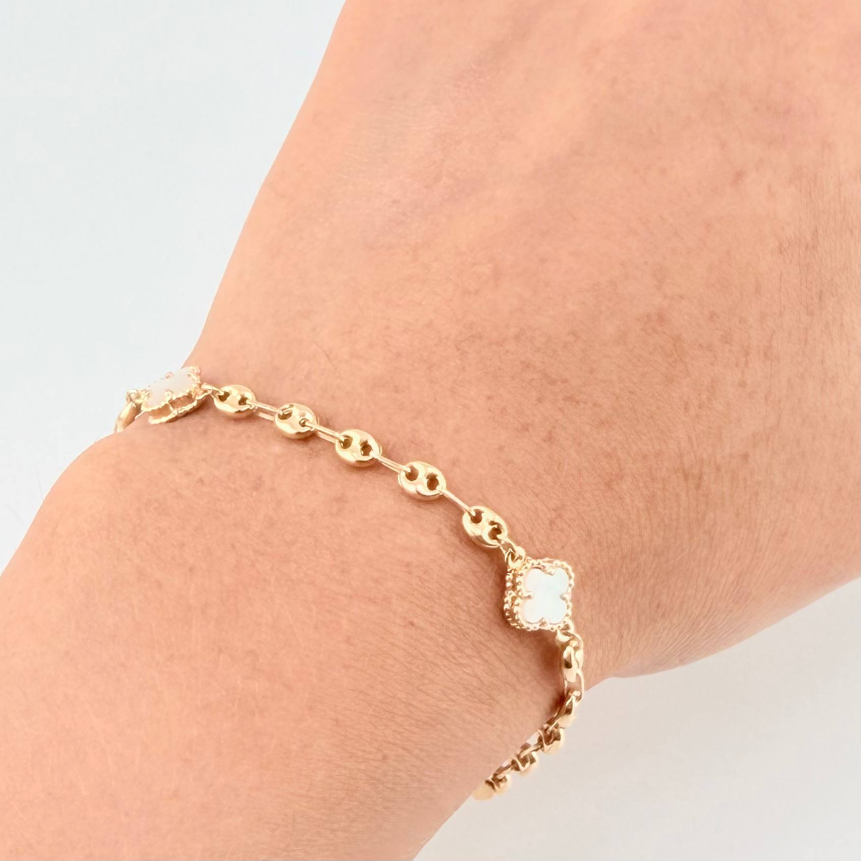 Bracelet GC Clover Nacre 3.55g / 7 in / 3.65mm Yellow Gold 18K