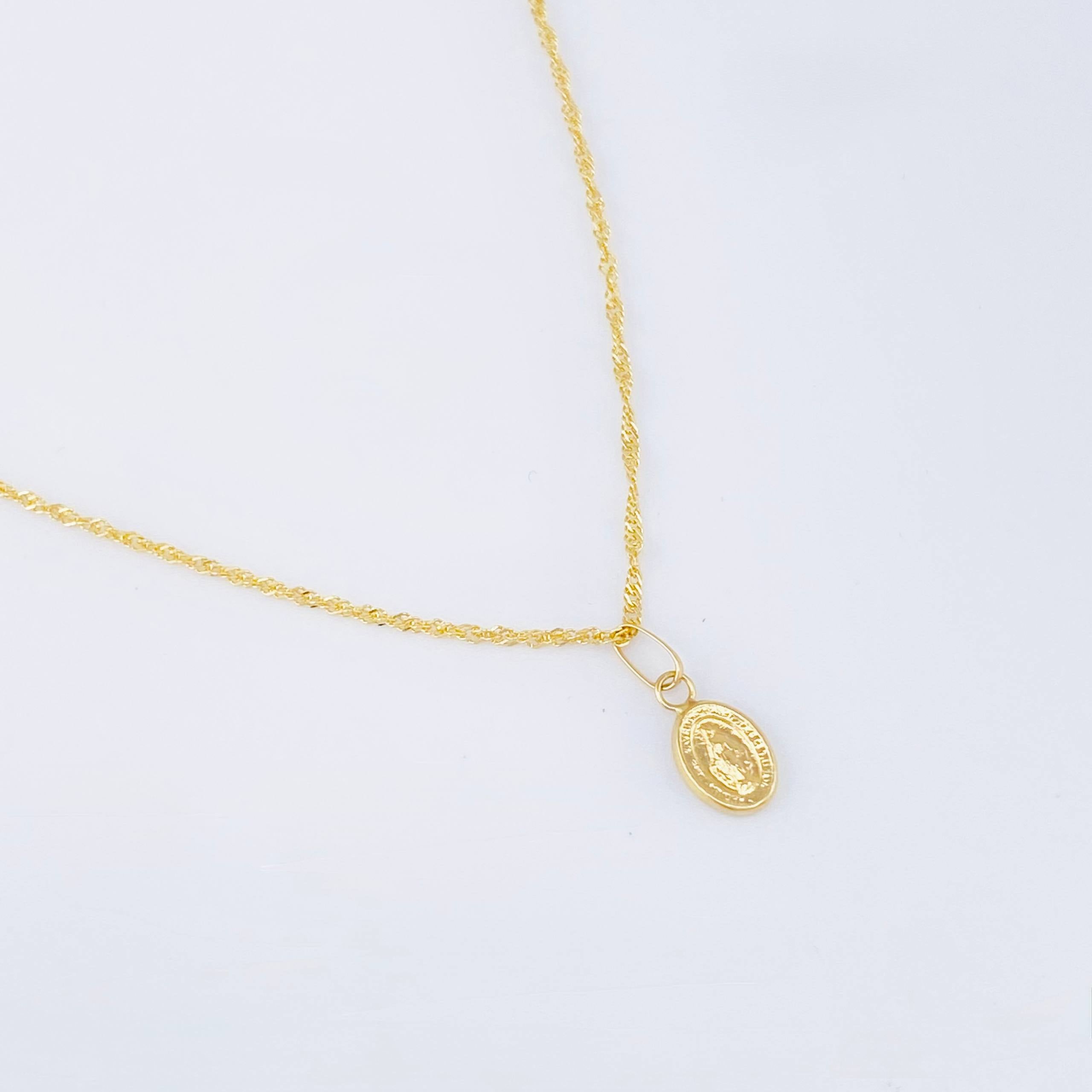 Venetian Chain and Pendant Set + Virgin 1.35gr / 19 3/4 in / 18K Yellow Gold ©