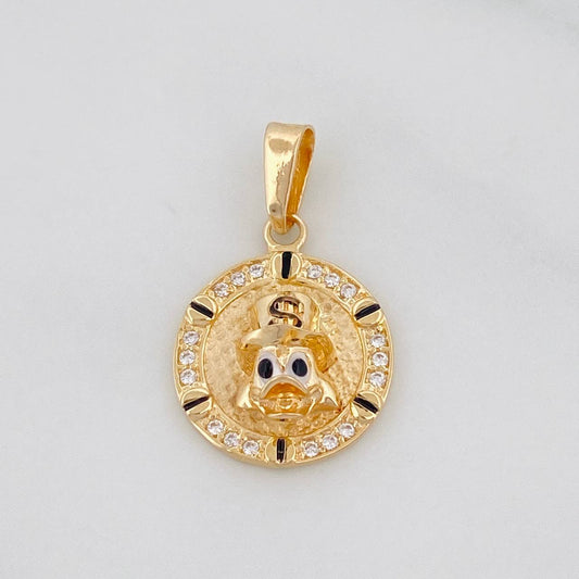 Dije Medalla Pato 2g / 3/4 in Oro Amarillo 18K