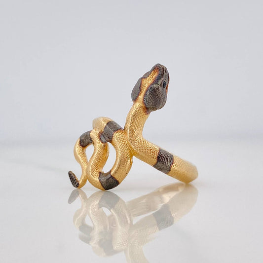Anillo Serpiente 5.1g / T5 3/4 Dos Oros Negro Amarillo 18K
