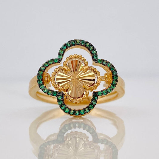 Anillo Trebol 3.75g / T6 1/2 Dos Oros Negro Amarillo 18K