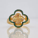 Anillo Trebol 3.75g / T6 1/2 Dos Oros Negro Amarillo 18K
