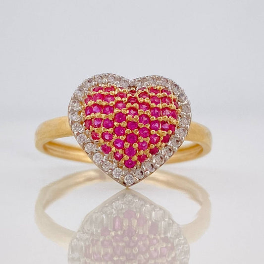 Dense Heart Ring 2.65g / T6 1/2 Two Yellow White Gold 18K