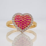 Anillo Corazón Tupido 2.65g / T6 1/2 Dos Oros Amarillo Blanco 18K