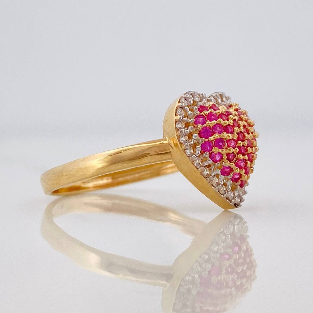 Anillo Corazón Tupido 2.65g / T6 1/2 Dos Oros Amarillo Blanco 18K