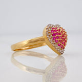 Anillo Corazón Tupido 2.65g / T6 1/2 Dos Oros Amarillo Blanco 18K