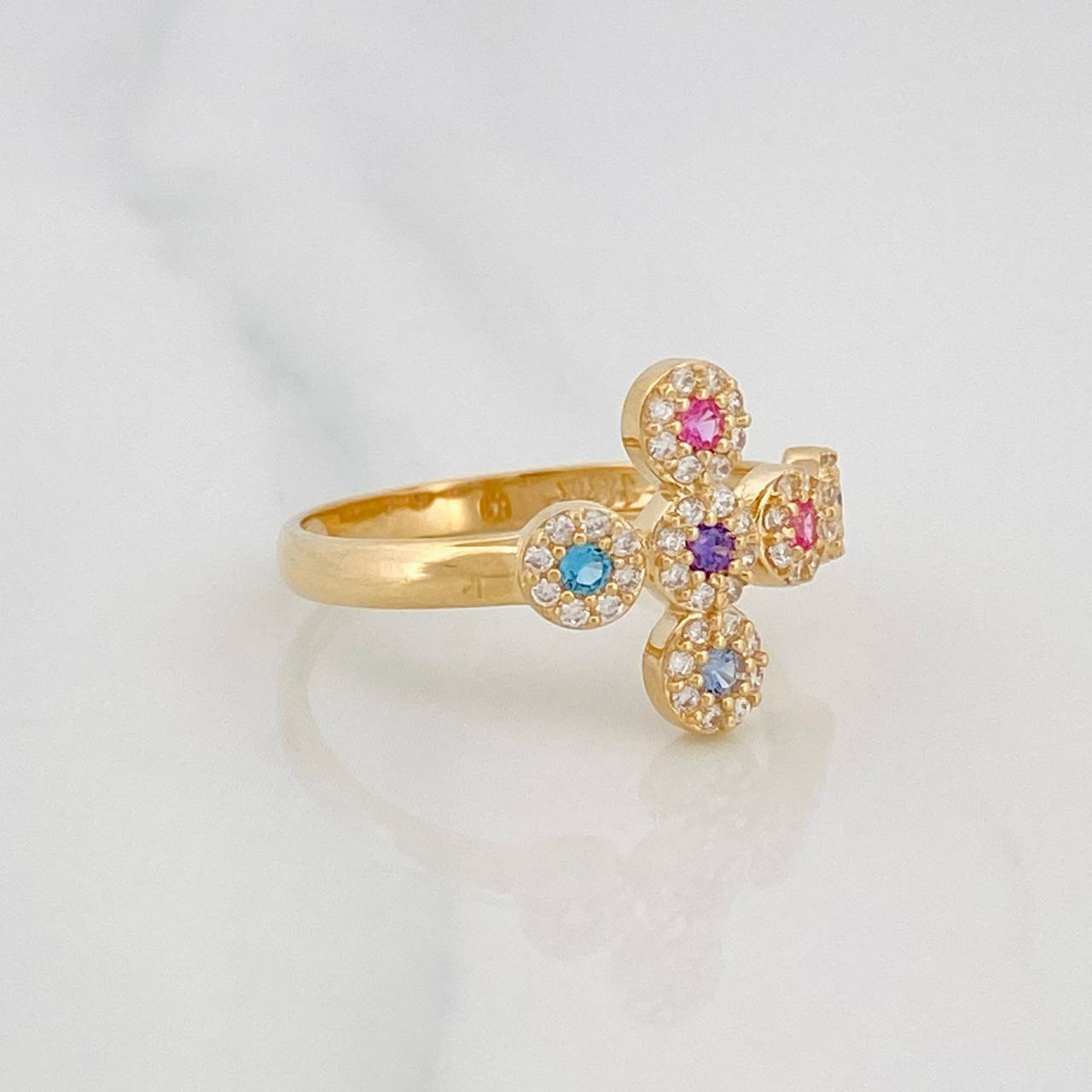 Anillo Cruz Tupida 2.4g / T7 1/2 Oro Amarillo 18K