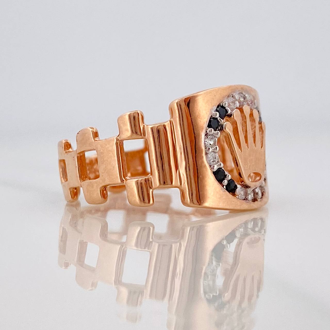 Anillo Correa Corona 3.55g / T7 Dos Oros Blanco Rosa 18K
