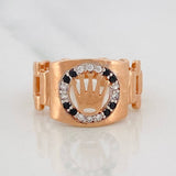 Anillo Correa Corona 3.55g / T7 Dos Oros Blanco Rosa 18K
