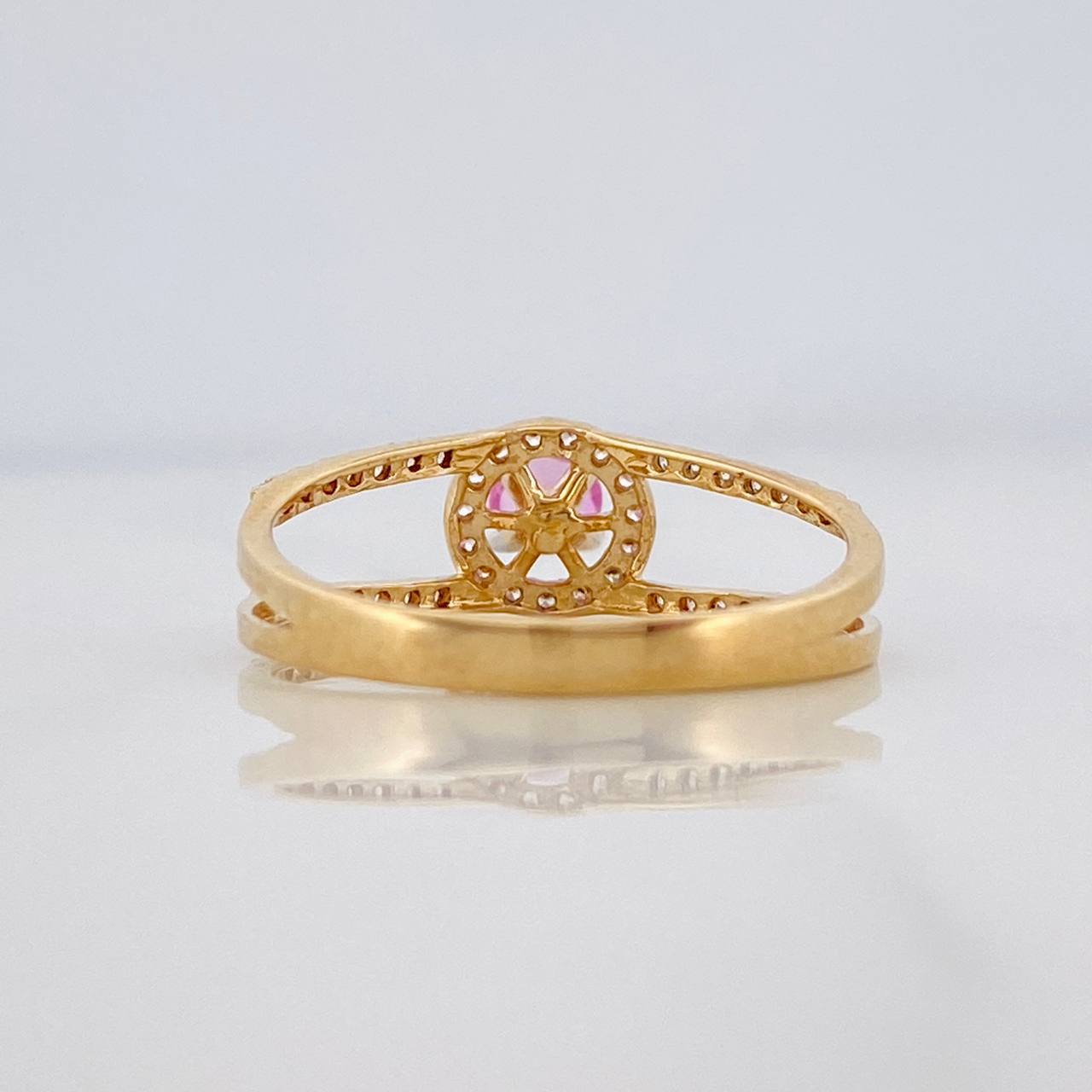 Halo Circle Ring 2.3g / Size 7 3/4 Two-Tone Yellow and White Gold 18K
