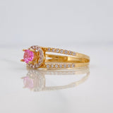 Halo Circle Ring 2.3g / Size 7 3/4 Two-Tone Yellow and White Gold 18K