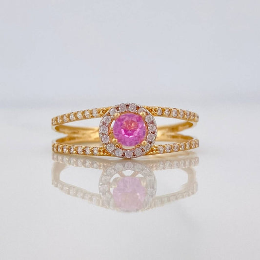Halo Circle Ring 2.3g / Size 7 3/4 Two-Tone Yellow and White Gold 18K