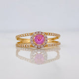 Halo Circle Ring 2.3g / Size 7 3/4 Two-Tone Yellow and White Gold 18K