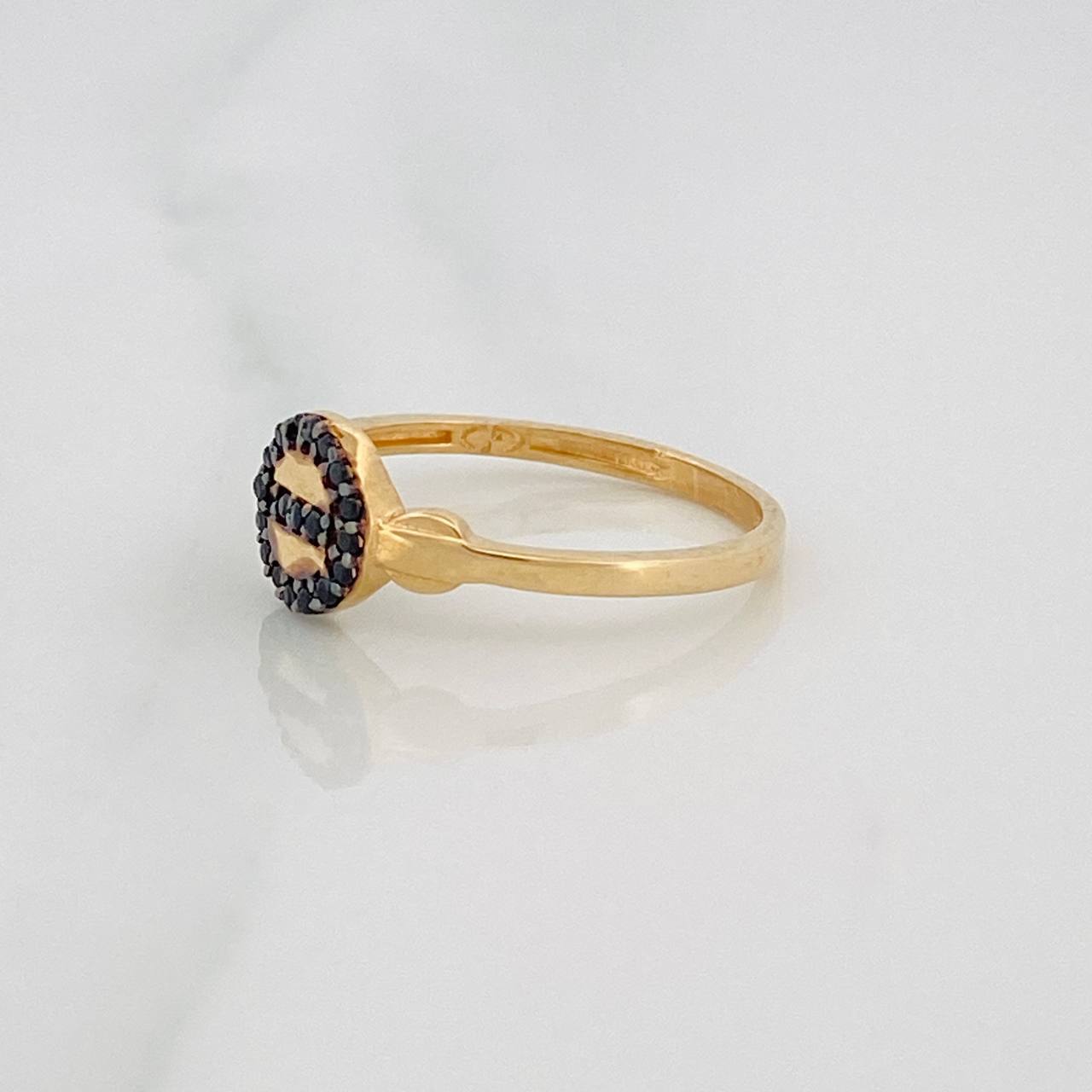 Anillo Circulo 1.7g / T5 1/4 Dos Oros Negro Amarillo 18K