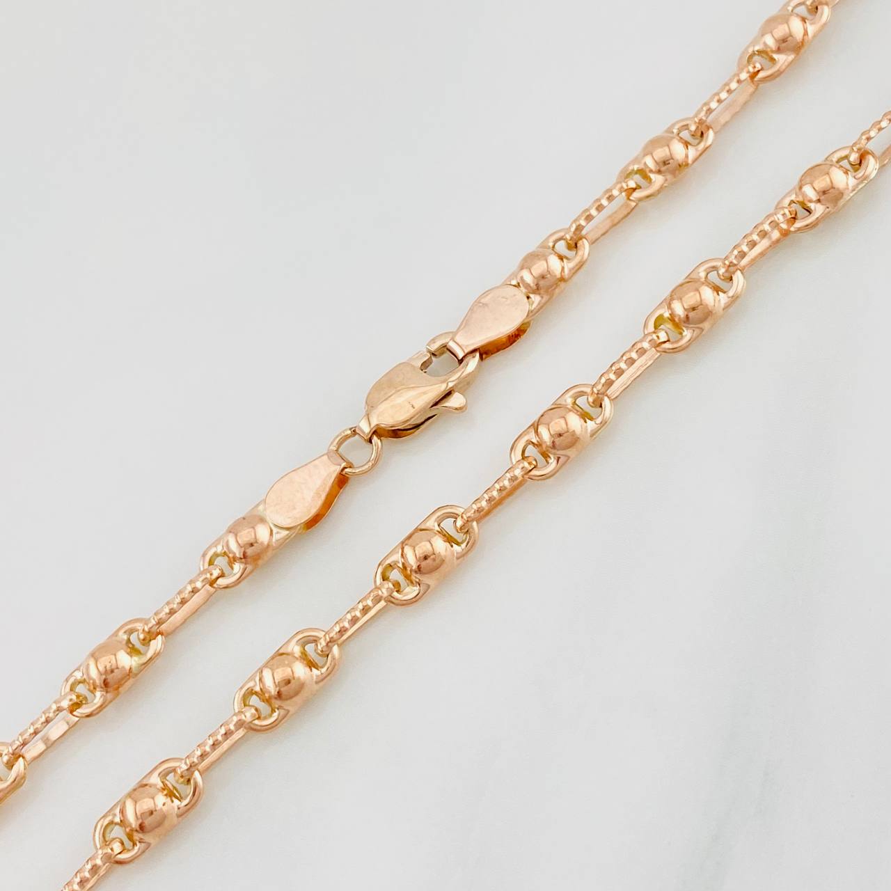 Cadena Rustica Burbuja 11.1g / 24 in / 3.4mm Oro Rosa 18K