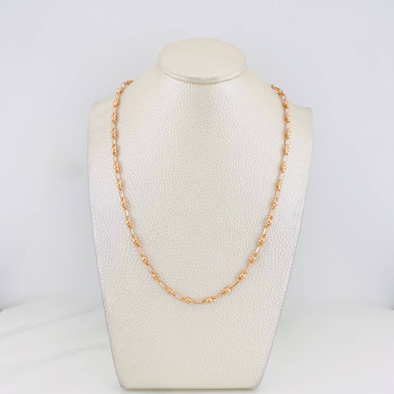 Cadena Rustica Burbuja 11.1g / 24 in / 3.4mm Oro Rosa 18K