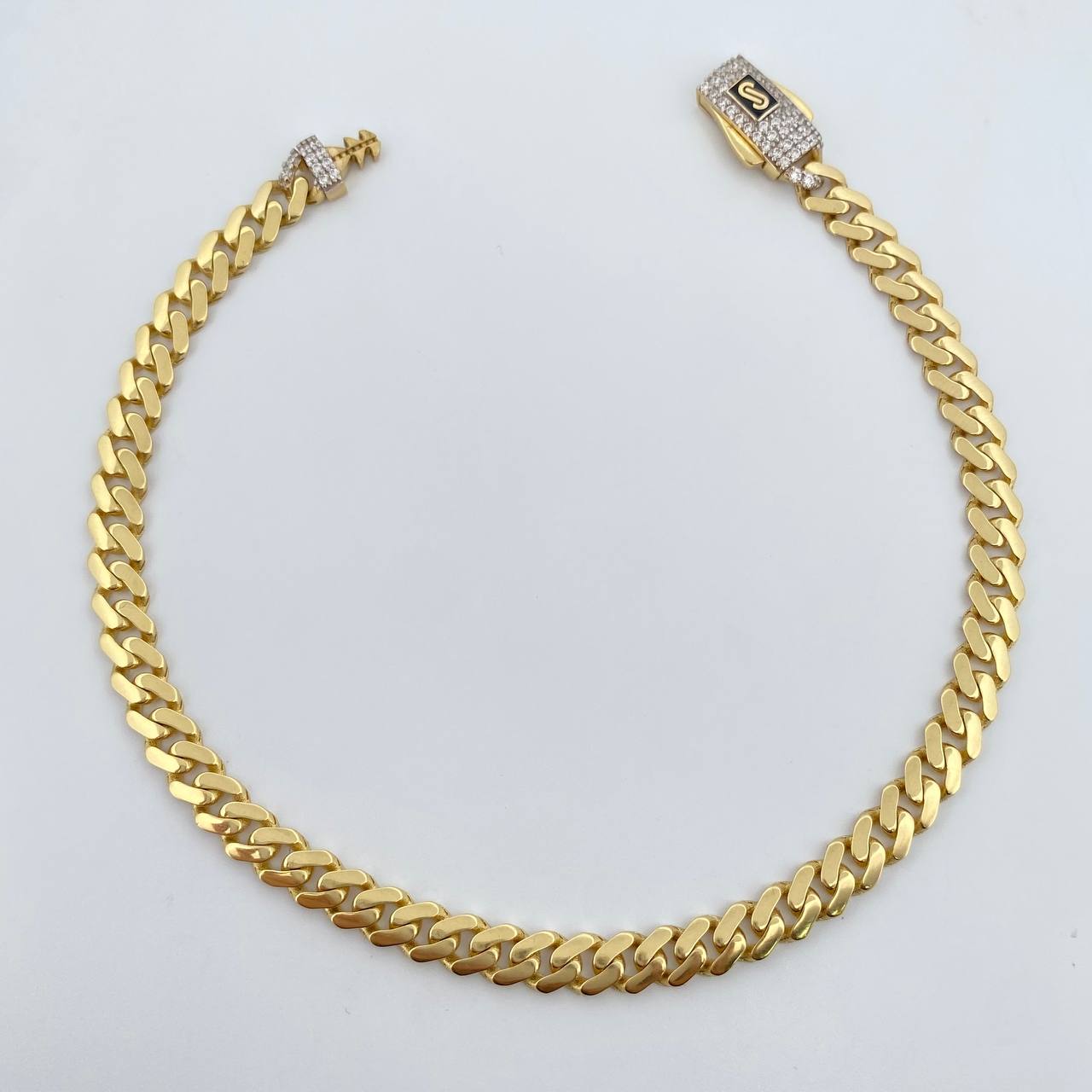 Cuban Links Bracelet Infinite 7.3gr / 20.9cm / 4.9mm White Zircons Two Yellow White Gold +2 18K $