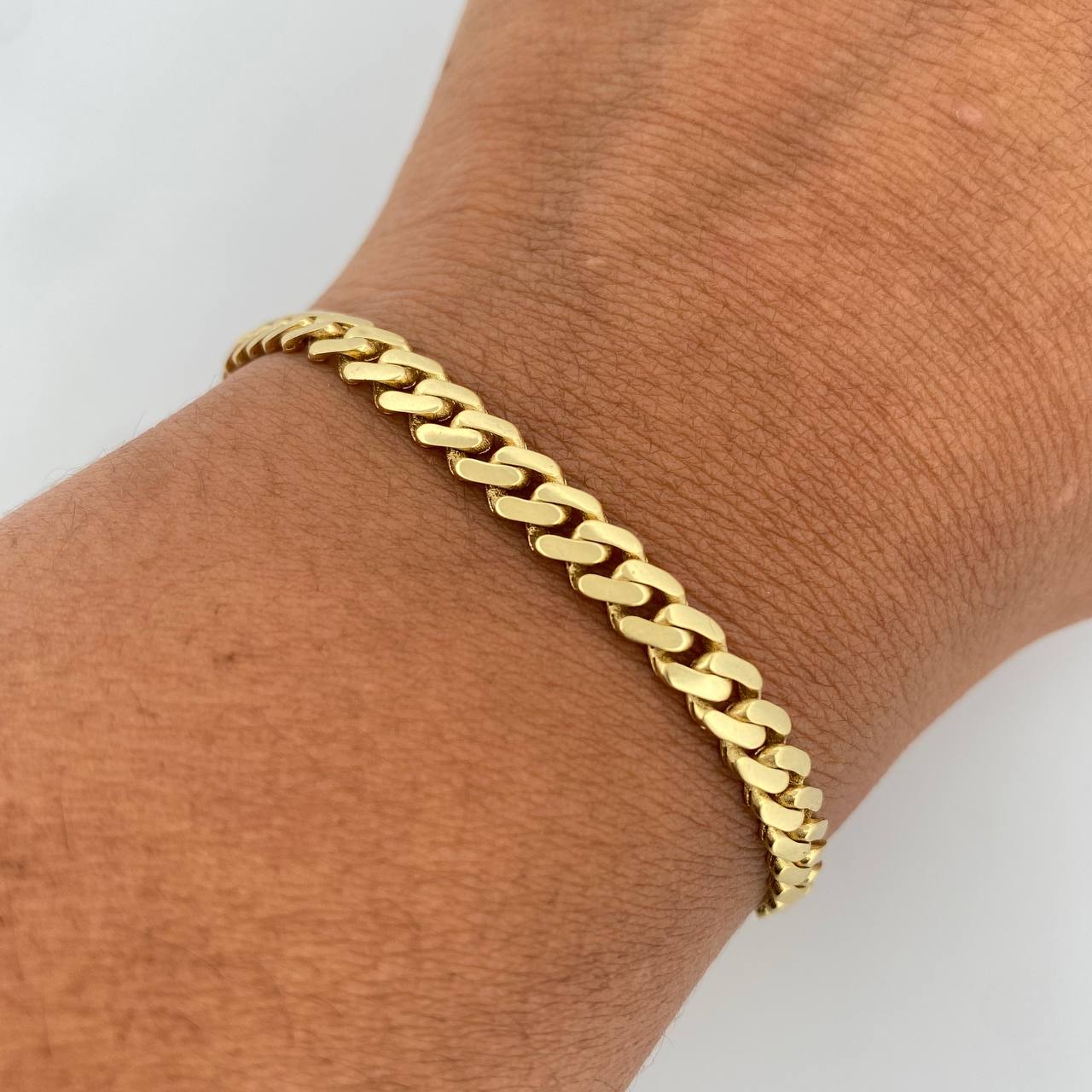 Cuban Links Bracelet Infinite 7.3gr / 20.9cm / 4.9mm White Zircons Two Yellow White Gold +2 18K $