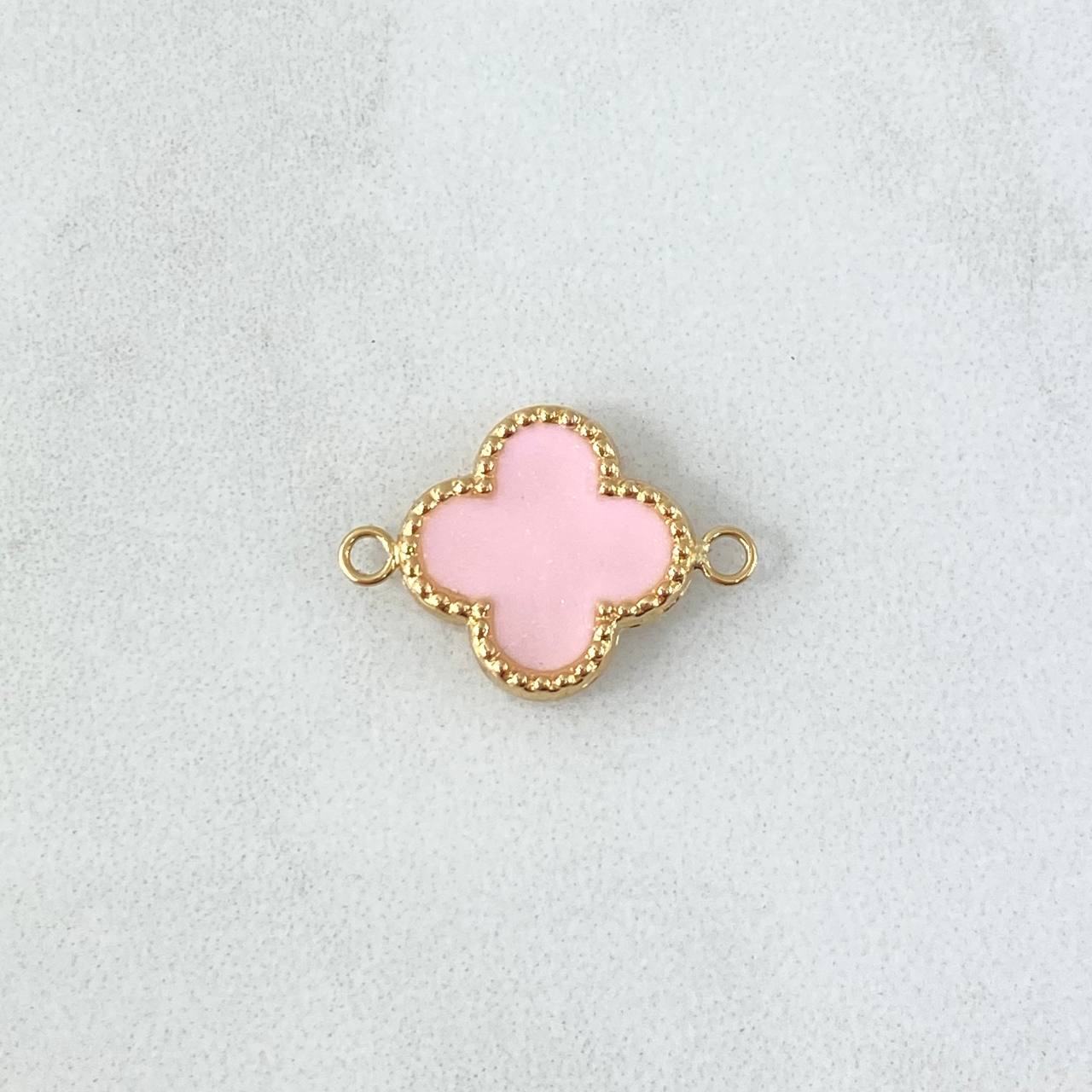 Herraje Trébol VCyA 0.95gr / 1.8cm / 13mm Resina Rosa Oro Amarillo 18K