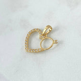 Pendant Heart Silhouette Solitaire 1.75gr / 2.3cm / White Zircons 18K Yellow Gold