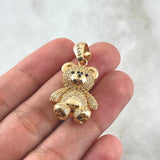 Pendant Bear 7.55gr / 3.4cm / White and Black Zircons 18K Yellow Gold *