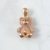 Pendant Bear 7.3gr / 3.5cm / Black Eyes White Zircons 18K Rose Gold