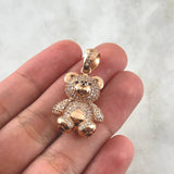 Pendant Bear 7.3gr / 3.5cm / Black Eyes White Zircons 18K Rose Gold