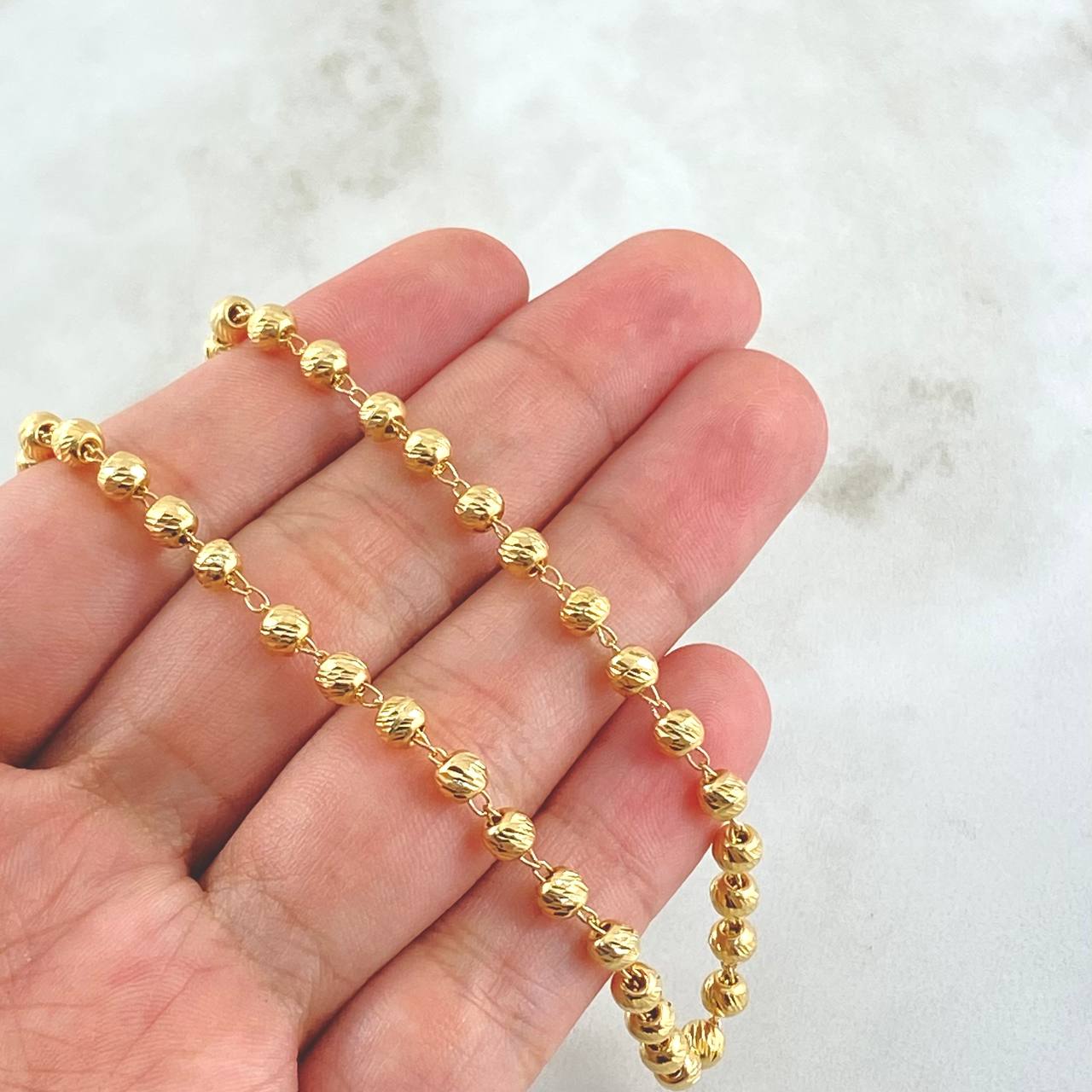 Cadena Militar 13.2gr / 60cm / 4mm Diamantada Oro Amarillo 18K