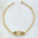 Pulso Bebé Aro Seguido 1.55gr / 16cm / 2.4mm Placa Nube Lisa Oro Amarillo 18K *
