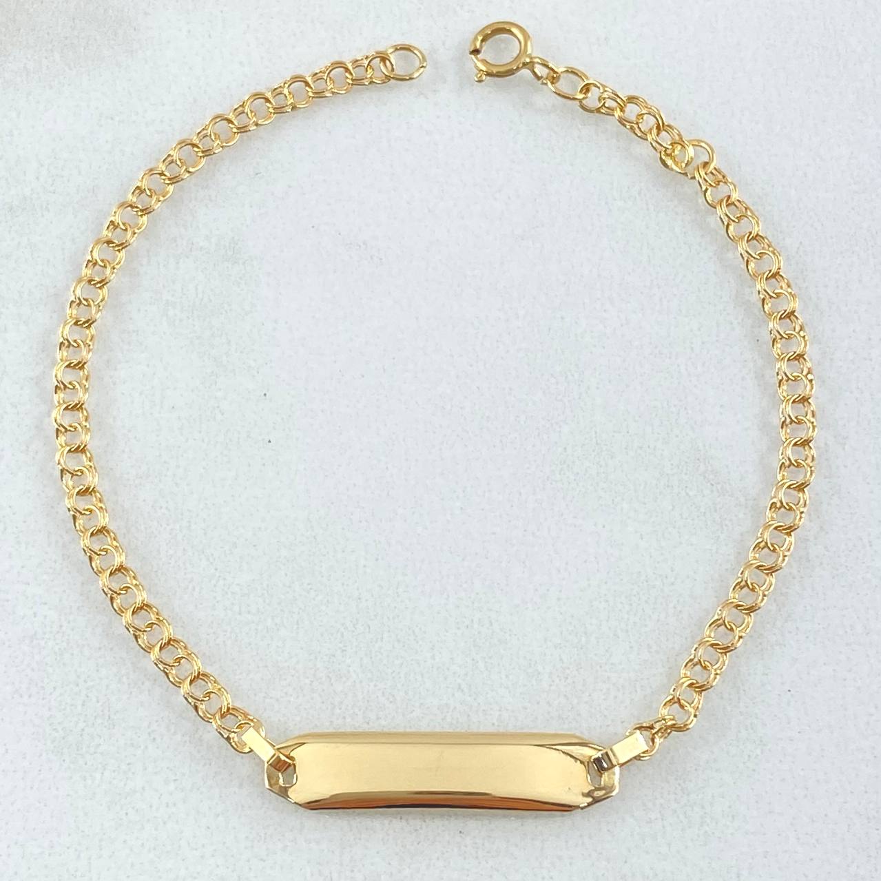 Bracelet Baby Ring Followed Rectangular Octagonal Plate 1.5gr / 14cm-16cm / Yellow Gold 18K