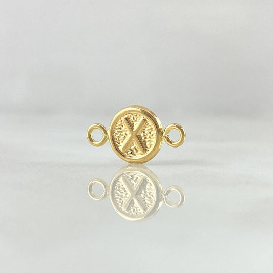 Charm Letter X 0.4gr / 1.5cm / Textured Circle Yellow Gold 18K