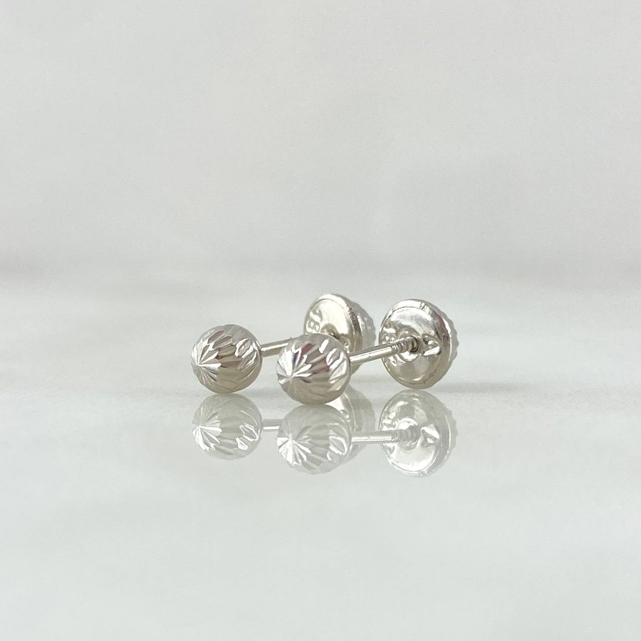 Stud Earrings Bead Faceted 0.45gr / 3mm 18K White Gold