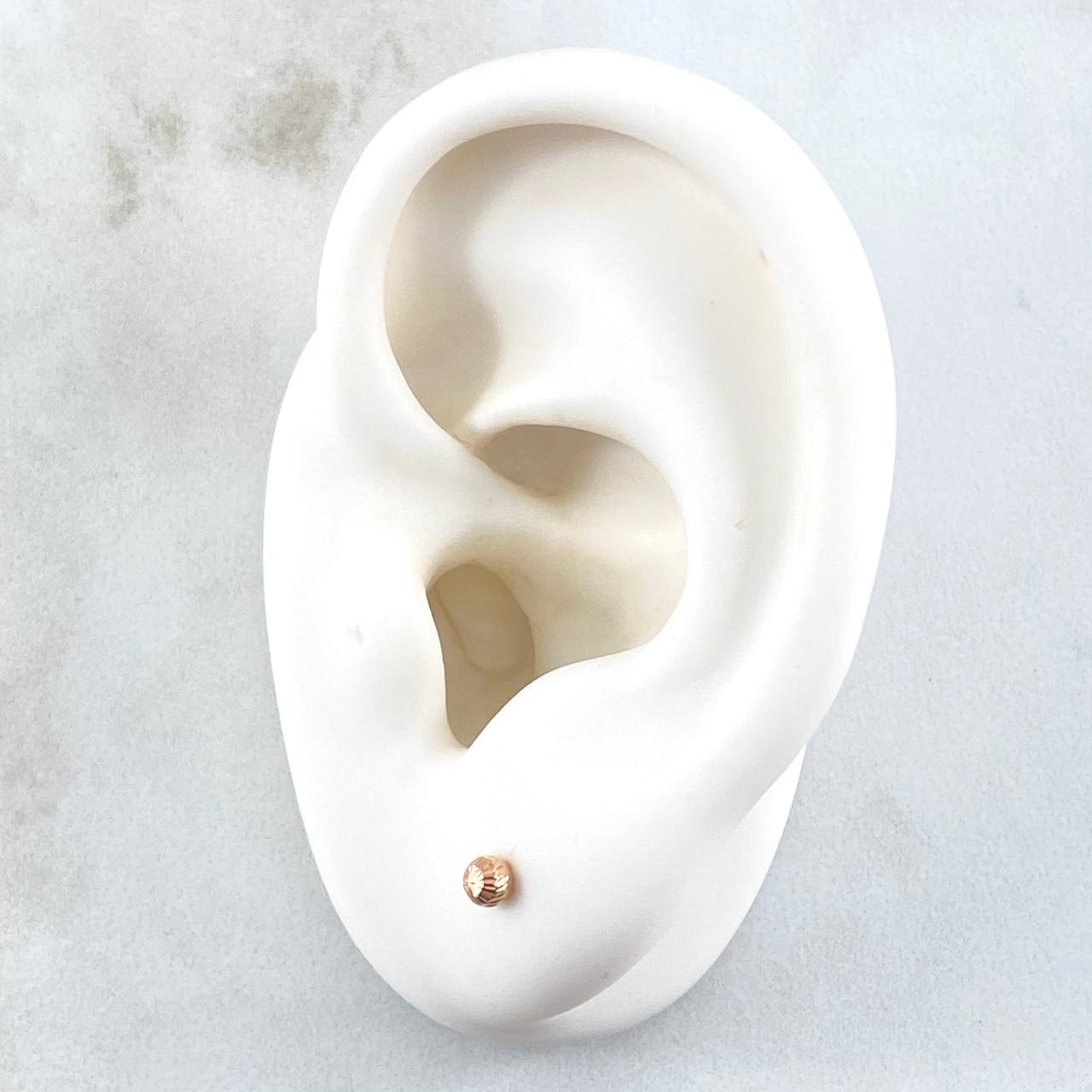 Stud Earrings Bead Faceted 0.4gr / 3mm Rose Gold 18K