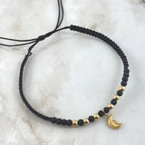 Black Crescent Half Moon Choker 1.4gr / 5mm Beads Polished 6 Units 18K Yellow Gold