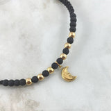 Black Crescent Half Moon Choker 1.4gr / 5mm Beads Polished 6 Units 18K Yellow Gold