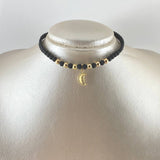 Black Crescent Half Moon Choker 1.4gr / 5mm Beads Polished 6 Units 18K Yellow Gold