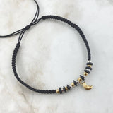 Black Crescent Half Moon Choker 1.4gr / 4mm Beads Polished 12 Units Two Yellow White 18K Gold