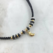 Black Crescent Half Moon Choker 1.4gr / 4mm Beads Polished 12 Units Two Yellow White 18K Gold