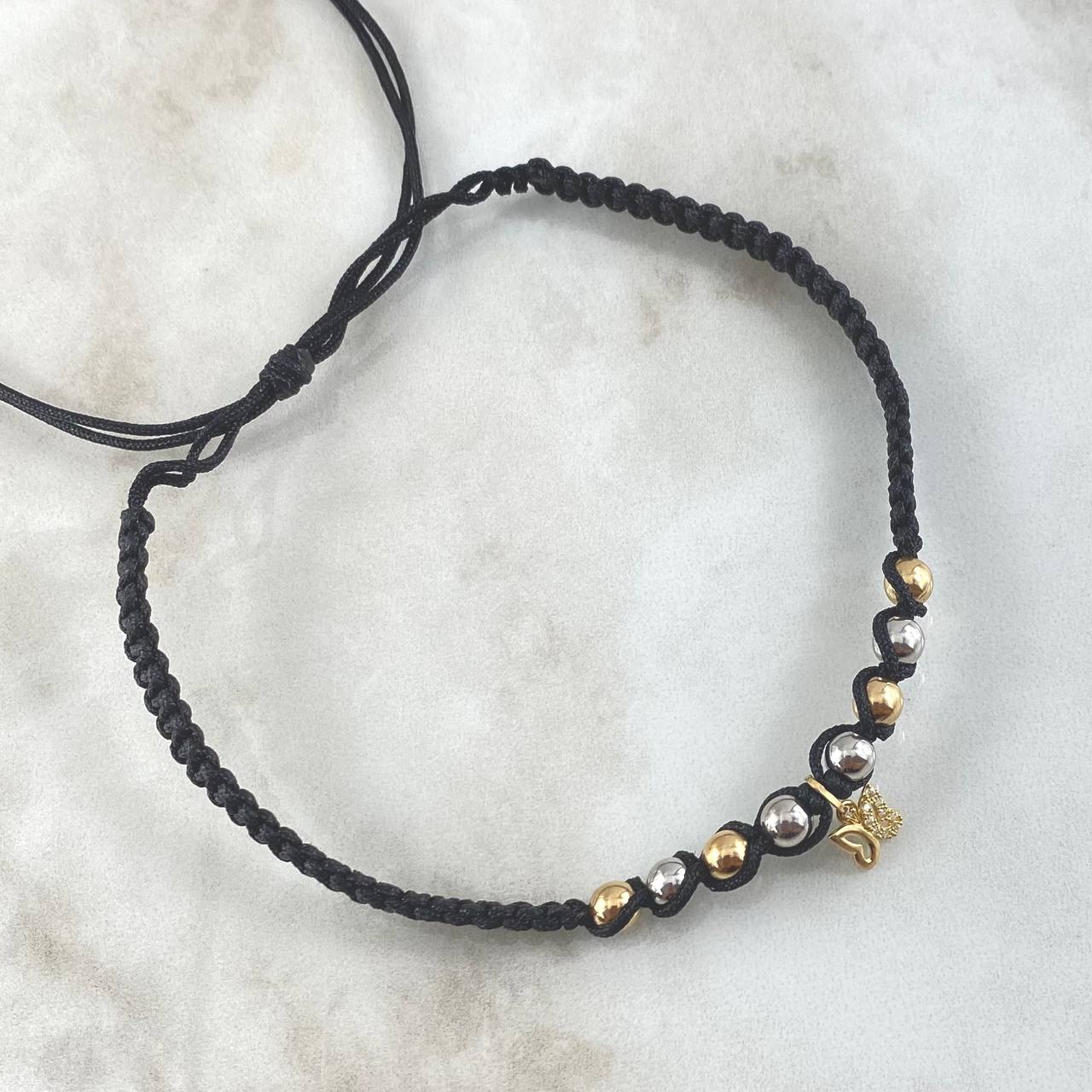 Black Butterfly Choker White Zircons 1.55gr / 5mm Beads Polished 8 Units Three 18K Golds