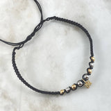 Black Butterfly Choker White Zircons 1.55gr / 5mm Beads Polished 8 Units Three 18K Golds