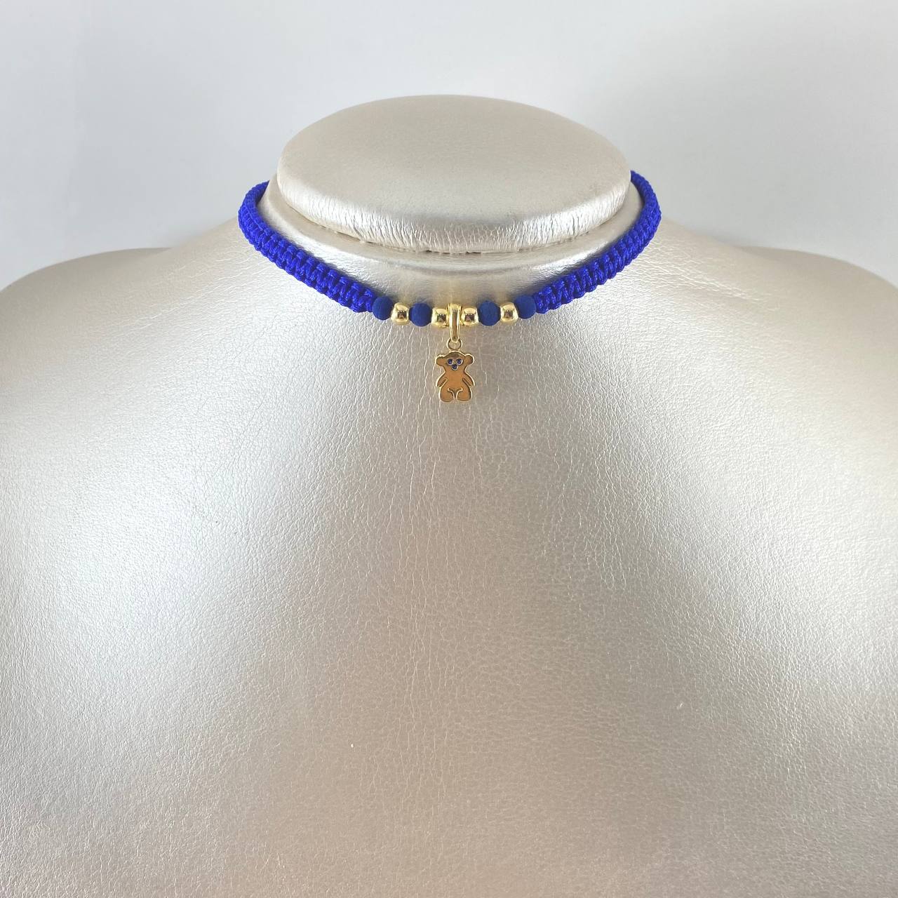 Blue Bear Ts Choker Blue Zircons 1.45gr / 4mm Beads Polished 4 Units 18K Yellow Gold