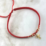 Choker Rojo Cruz Lisa 1.5gr / 3mm Bolas Diamantadas 12 Und Oro Amarillo 18K