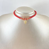 Choker Rojo Cruz Lisa 1.5gr / 3mm Bolas Diamantadas 12 Und Oro Amarillo 18K