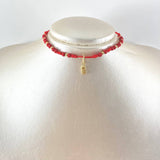 Choker Rojo Piña 1gr / 3mm Bolas Lisas 10 Und Oro Amarillo 18K