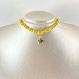 Choker Amarillo Estrella 1.68gr / 5mm Bolas Lisas 12 Und Oro Amarillo 18K