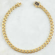 Cuban Links Bracelet 12.45gr / 18cm / 5mm Lobster Claw Box White Zirconia 18K Yellow Gold