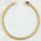Cuban Links Bracelet 15.5gr / 22cm / 5mm Lobster Claw Box White Zirconia 18K Yellow Gold