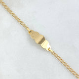 Pulso Bebé Aro Seguido 1.55gr / 15cm / 2.4mm Placa Nube Lisa Oro Amarillo 18K *